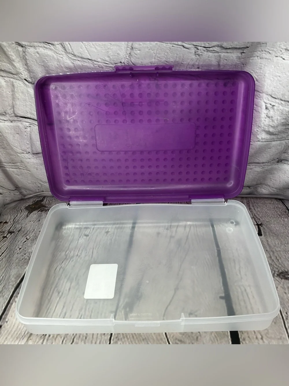 Vtg 90s Nostalgia Kidcore Spacemaker Pencil Box Case Purple Clear 11x7 AS IS